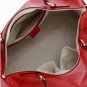 drum-like sexy red patent leather handbag