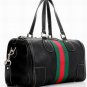 black patent leather handbag/grass green with hot red stripped handbag