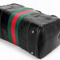 black patent leather handbag/grass green with hot red stripped handbag