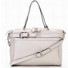 white patent leather handbag/thin strip embellishes handbag
