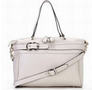 white patent leather handbag/thin strip embellishes handbag