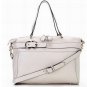 white patent leather handbag/thin strip embellishes handbag