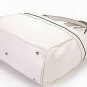 white patent leather handbag/thin strip embellishes handbag