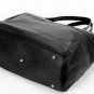 black patent leather handbag/ leather strip embellishes handbag