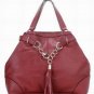stunning patent leather handbag/bordeaux color with palpus embellished handbag