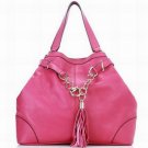 peach red patent leather handbag/metal chain with palpus embellished handbag