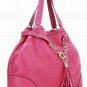 peach red patent leather handbag/metal chain with palpus embellished handbag