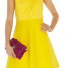 lovely bandage dress/yellow cut-outs bandage dress/cut-outs flower bandage dress