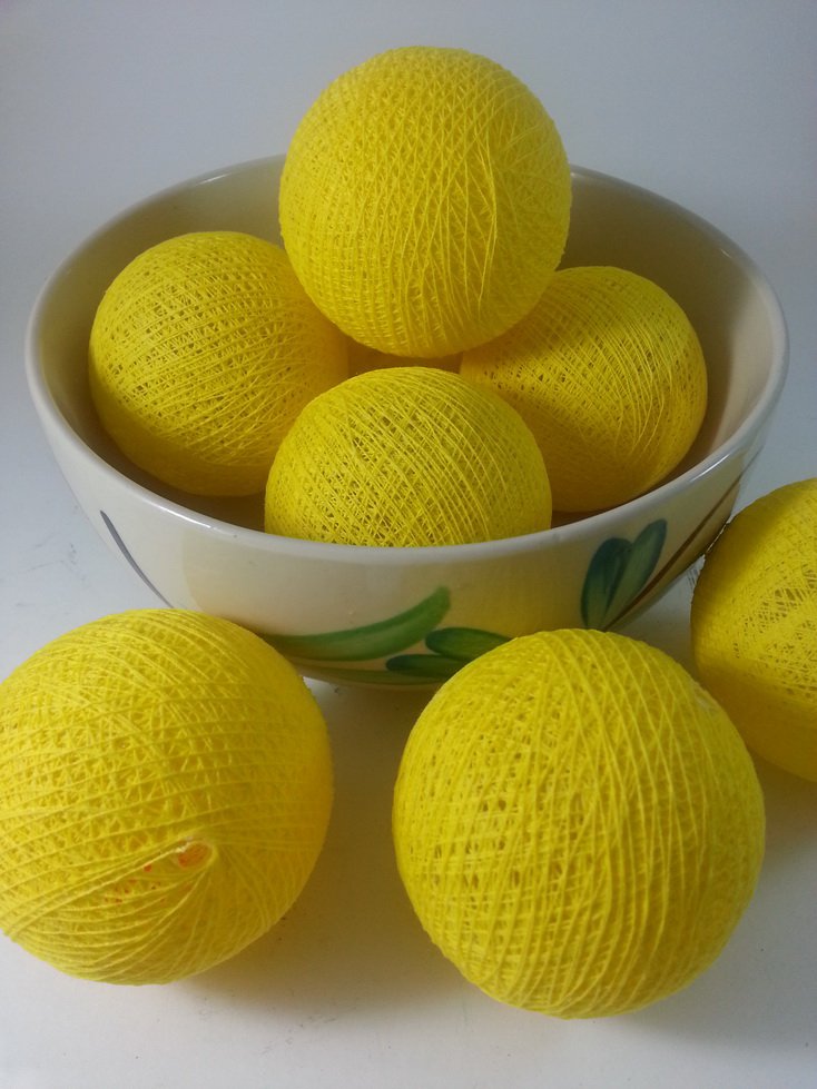 50 PCs. of Yellow cotton balls without string light wire