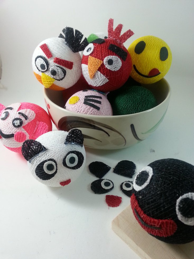 50 PCs. of Yellow cotton balls without string light wire