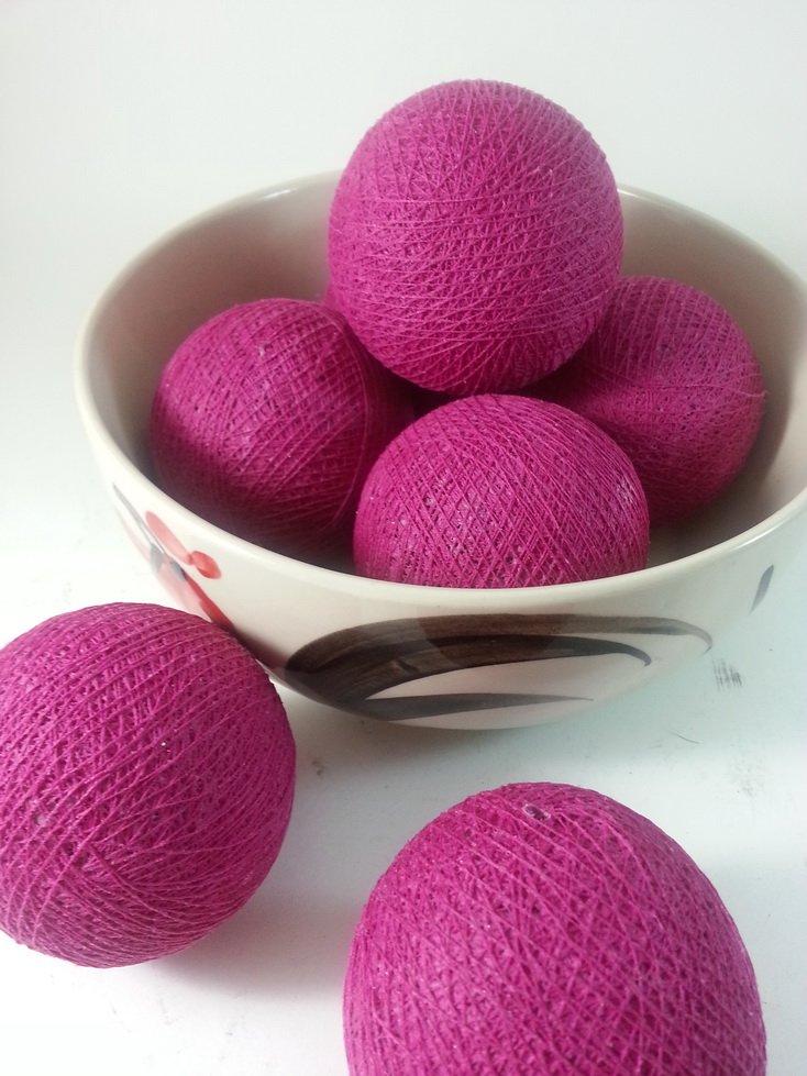 50 PCs. of Dark pink cotton balls without string light wire