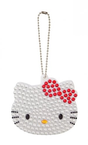 Hello Kitty Dot & Border Diecut Key Ring -  White