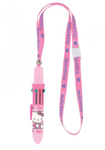 Hello Kitty 10C Ballpoint Pen with Lanyard - Pink Zebra