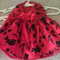 Red Satin and Sheer Flocked