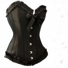 Black Corset + g-string Burlesque Set Corsage Bustier - SMALL