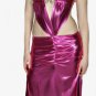 HONEY LEMON - Pink Latex Halter Long Dress