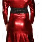 HONEY LEMON - Red Latex Long Coat with Black Waist Lace Band