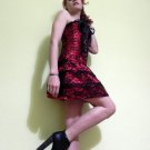 HONEY LEMON - Fancy Red Corset Dress with Black Laces  S