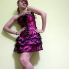 HONEY LEMON - Fancy Pink Corset Dress with Black Laces  XL