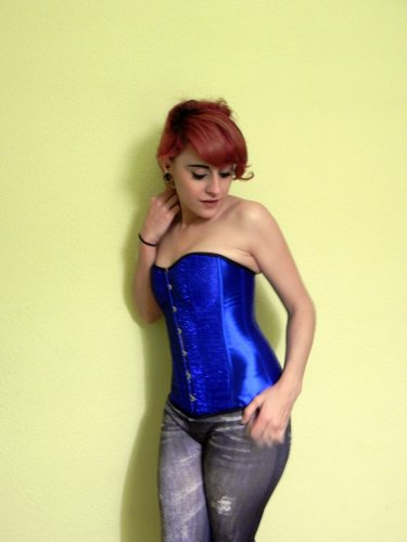 HONEY LEMON - Fancy Blue Corset with Black Borders L