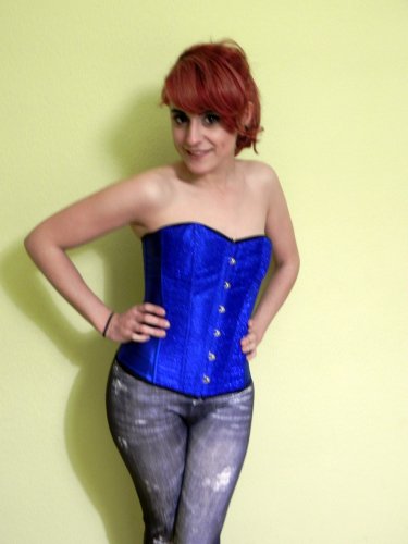 HONEY LEMON - Fancy Blue Corset with Black Borders XL