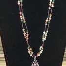 Item 88- 20" jasper, glass & silverplate necklace.  With pewter pendant.