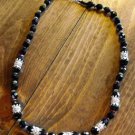 Item 6- 17" silverplate, tourmaline & antique black glass necklace.