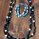 Item 115- 23" Glass, amazonite & agate double strand necklace. With bracelet.