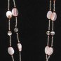 Item 73- 45" pink lace agate, glass, garnet and silverplate necklace.