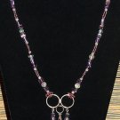 Item 61- 21.5" Amethyst, fluorite, silverplate & glass necklace.  With earrings.