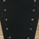 Item 92- 25" glass, Labradorite, onyx and blue sunstone necklace.