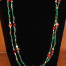 Item 126- 26.5" double strand agate, hessonite & aventurine necklace w/earrings.