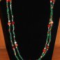 Item 126- 26.5" double strand agate, hessonite & aventurine necklace w/earrings.