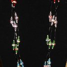 Item 55- 23" Three strand glass and silverplate necklace.  With earrings.