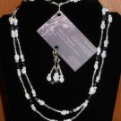 Item 125- 22" iolite, moonstone, & chalcedony necklace.  With earrings.