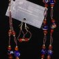 Item 69- 20.5" Ceramic, peridot, agate and glass 2 strand necklace. W/ earrings.