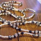 Item 104- 53" Sodalite, chalcedony, silverplate, faux pearl & glass necklace.