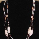 Item 32- 16.5" glass, Labradorite, garnet and pink opal double strand necklace.