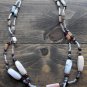 Item 32- 16.5" glass, Labradorite, garnet and pink opal double strand necklace.