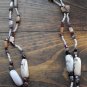 Item 32- 16.5" glass, Labradorite, garnet and pink opal double strand necklace.