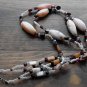 Item 32- 16.5" glass, Labradorite, garnet and pink opal double strand necklace.