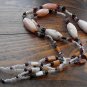 Item 32- 16.5" glass, Labradorite, garnet and pink opal double strand necklace.