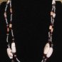 Item 32- 16.5" glass, Labradorite, garnet and pink opal double strand necklace.