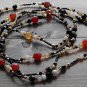 Item 29- 54" Agate, antique glass and brass necklace.