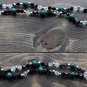 Item 34- 17.5" Malachite, glass & silverplate double strand necklace.