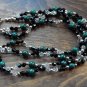 Item 34- 17.5" Malachite, glass & silverplate double strand necklace.