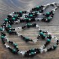 Item 34- 17.5" Malachite, glass & silverplate double strand necklace.
