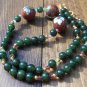 Item 119- 17" cloisonne, gold plate, olive quartz and tourmaline necklace.