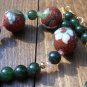 Item 119- 17" cloisonne, gold plate, olive quartz and tourmaline necklace.