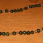 Item 119- 17" cloisonne, gold plate, olive quartz and tourmaline necklace.